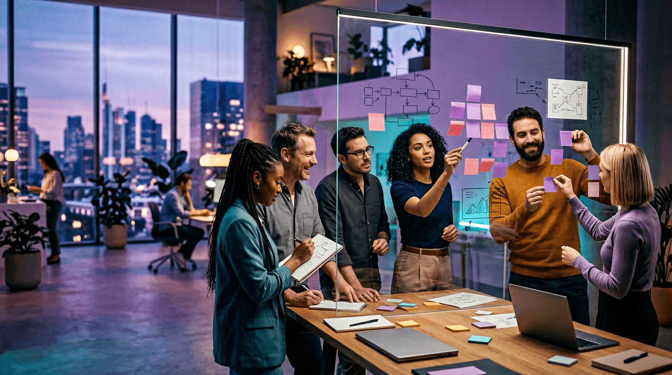 Personas colaborando en una experiencia guiada